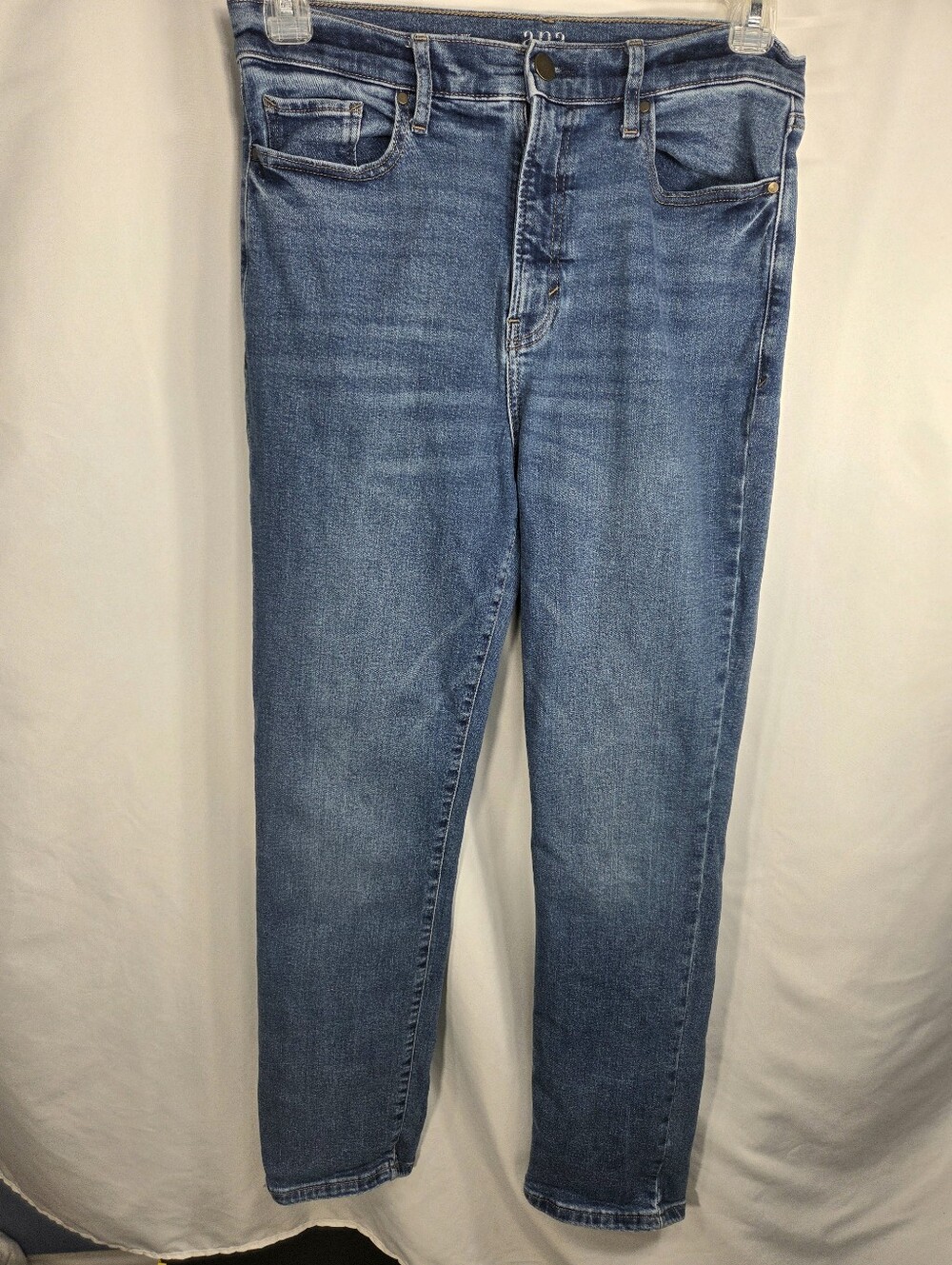 a.n.a. High-Rise Straight Leg 5 Pocket Cotton Blend Blue Denim Jeans Size 12